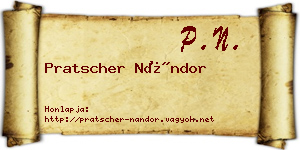 Pratscher Nándor névjegykártya